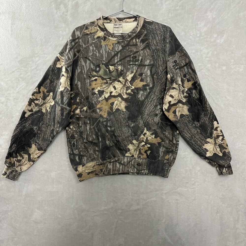 Vintage Camo Jerzees Mossy Oak Break Up Sweatshirt USA 90’s Mens Large Faded